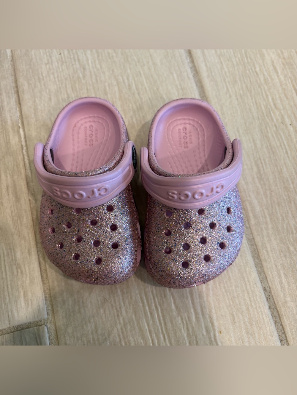 Crocs Lavender Purple Glitter Sparkle Infant Slip Ons - Picture 7 of 7